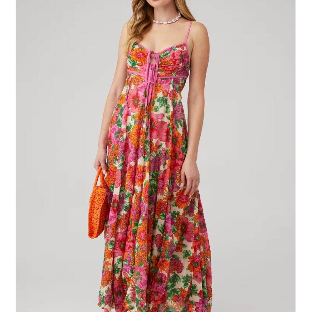 Free People Dream Weaver Maxi Dress Size L Boho Chic Romantic Cottage
